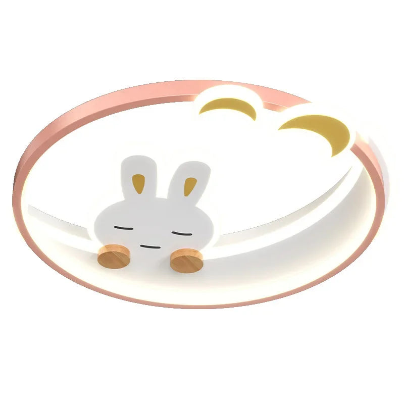 Children's Crescent Moon Rabbit Ceiling Lamp, LED Lighting for Kids Room, Bedroom, Study, Attic.